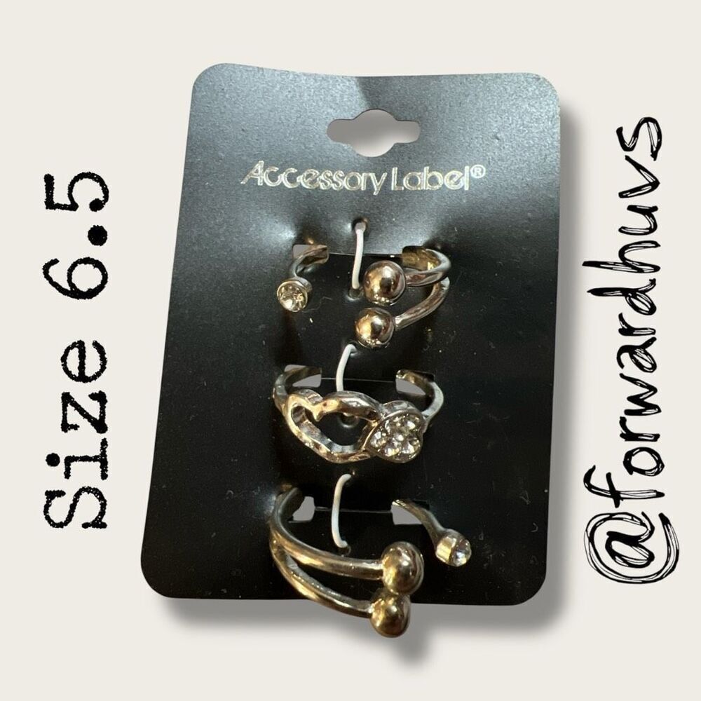 Bundle Sale 3 for $15 | Accessory Label Silver Tone Ring Set – Size 6.5